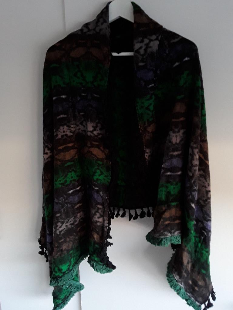 Summum Woman Paars/Groene Sjaal Met Print, Zwart, Maat 46/48 (XL) of groter, Nieuw, Ophalen of Verzenden