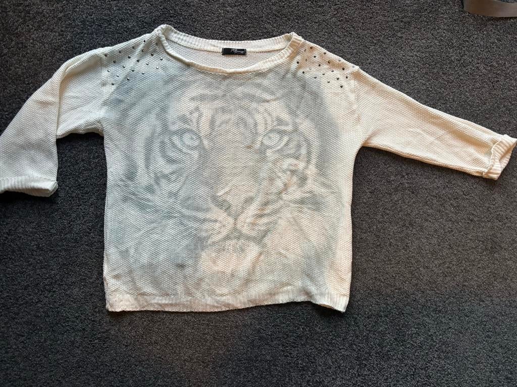 Leuke trui met opdruk tijger en studs ma, Ophalen of Verzenden, Zo goed als nieuw