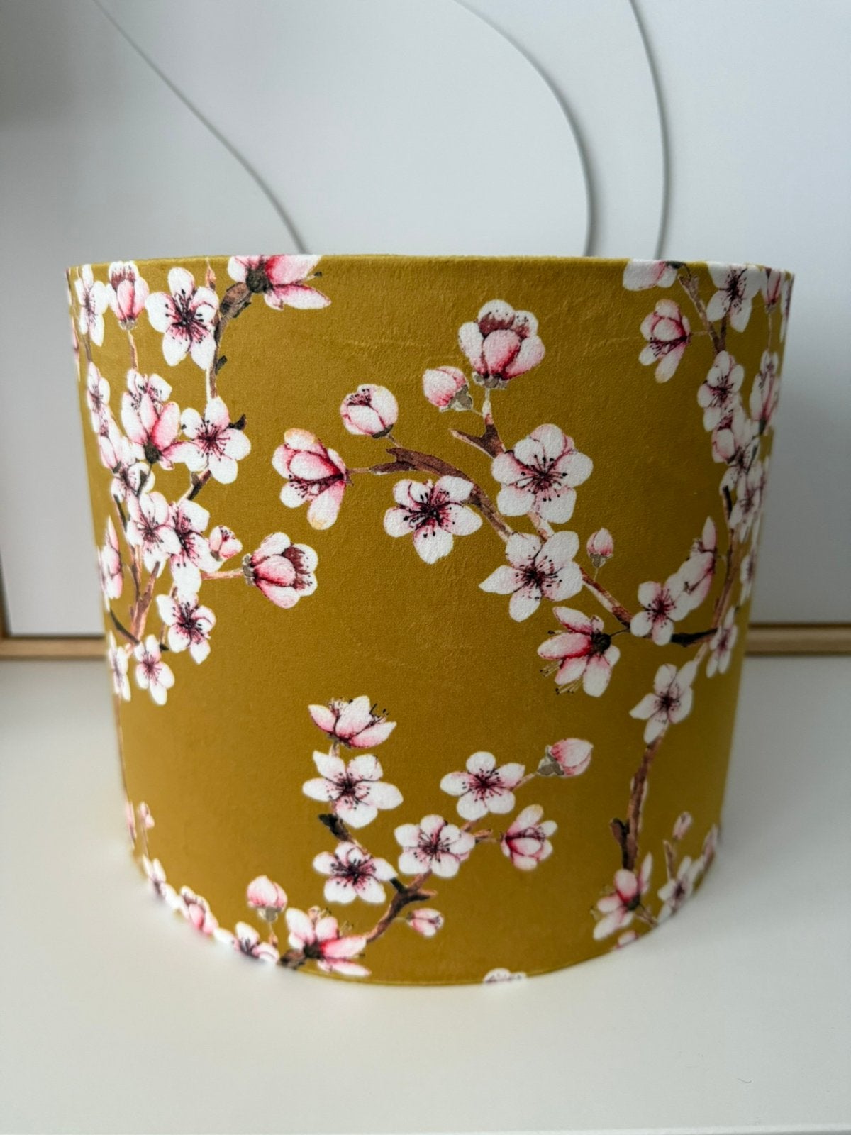 ZGAN lampenkap 25cm  MikMak okergeel met bloesem, Geel, Rond, Textiel, Ophalen