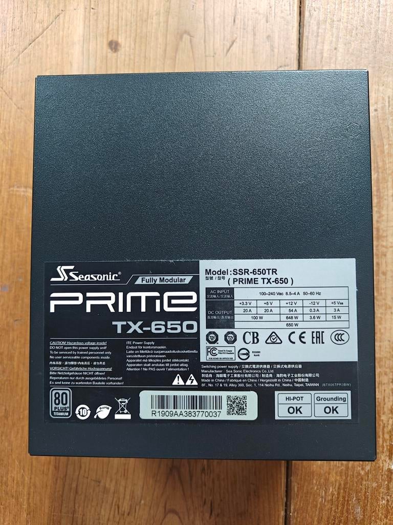 Seasonic PRIME TX-650 Volledig Modulaire Voeding, Computers en Software, Ophalen of Verzenden, Zo goed als nieuw