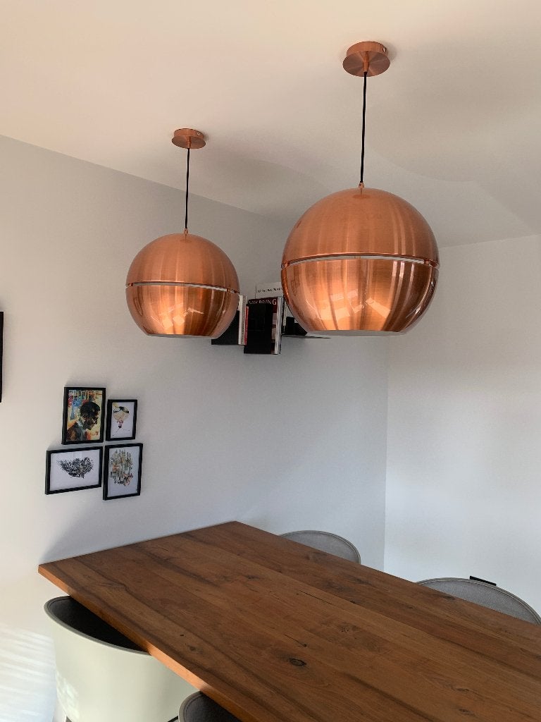 Zuiver Retro Hanglamp Koper 40 cm 2 stuks, Ophalen, Overige materialen, E27 (groot), Zo goed als nieuw