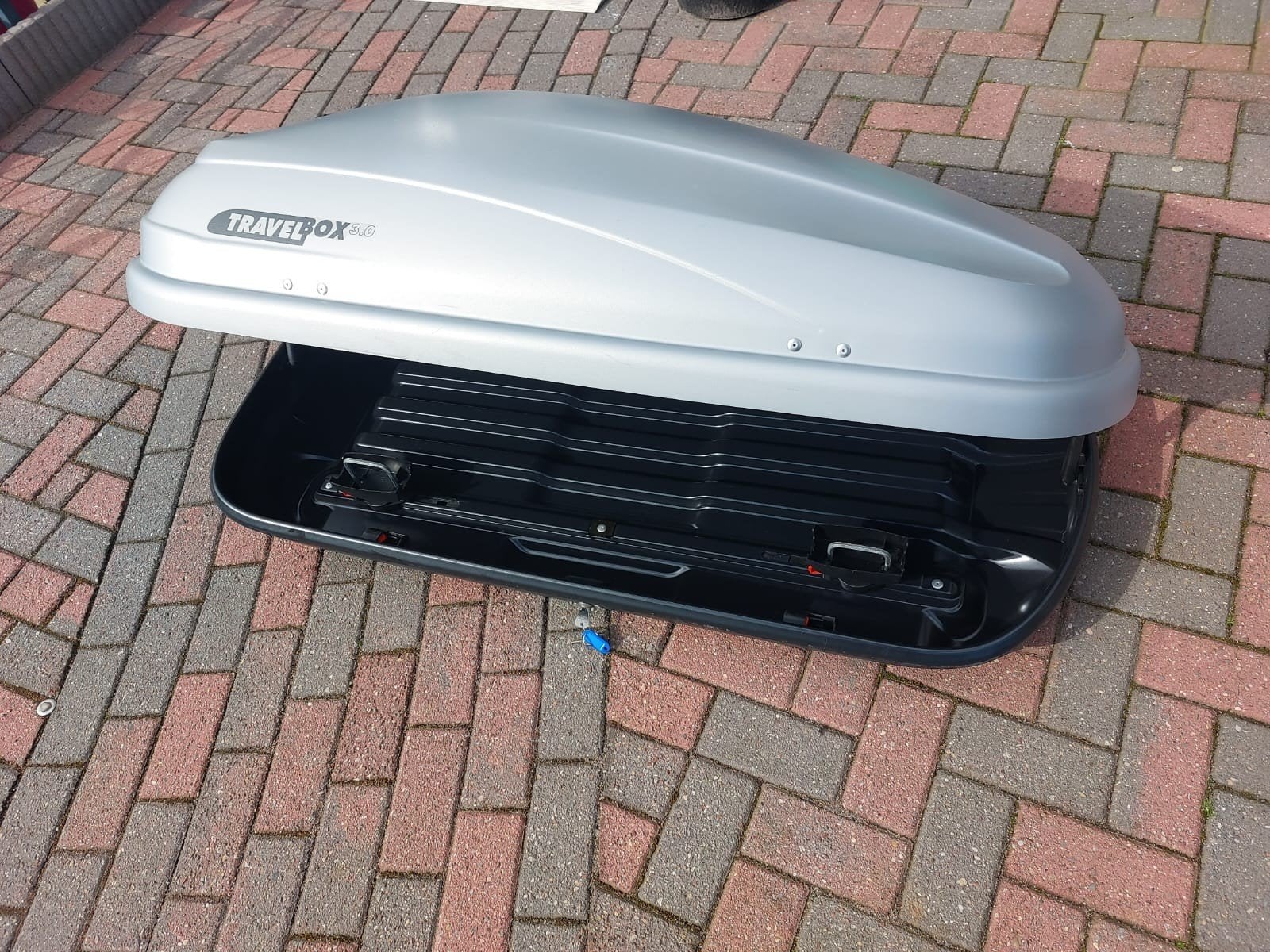 Ruime brede grote Hapro Travelbox 3.0 EF grijze dakkoffer, Ophalen of Verzenden, Zo goed als nieuw