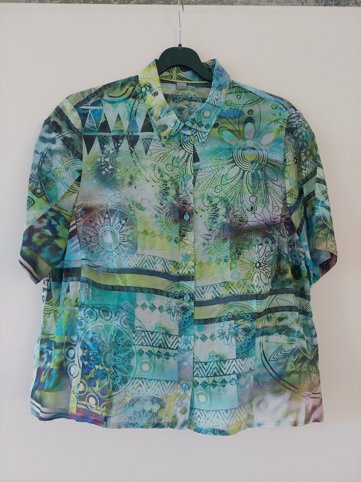Zomerbloes,  maat 48,  katoen/zijde., Blauw, Erfo, Maat 46/48 (XL) of groter, Ophalen of Verzenden