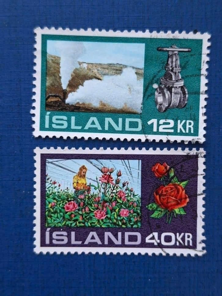 Postzegel Ijsland 1972 2 zegels Kassen 20-10, Postzegels en Munten, Ophalen of Verzenden, IJsland, Gestempeld