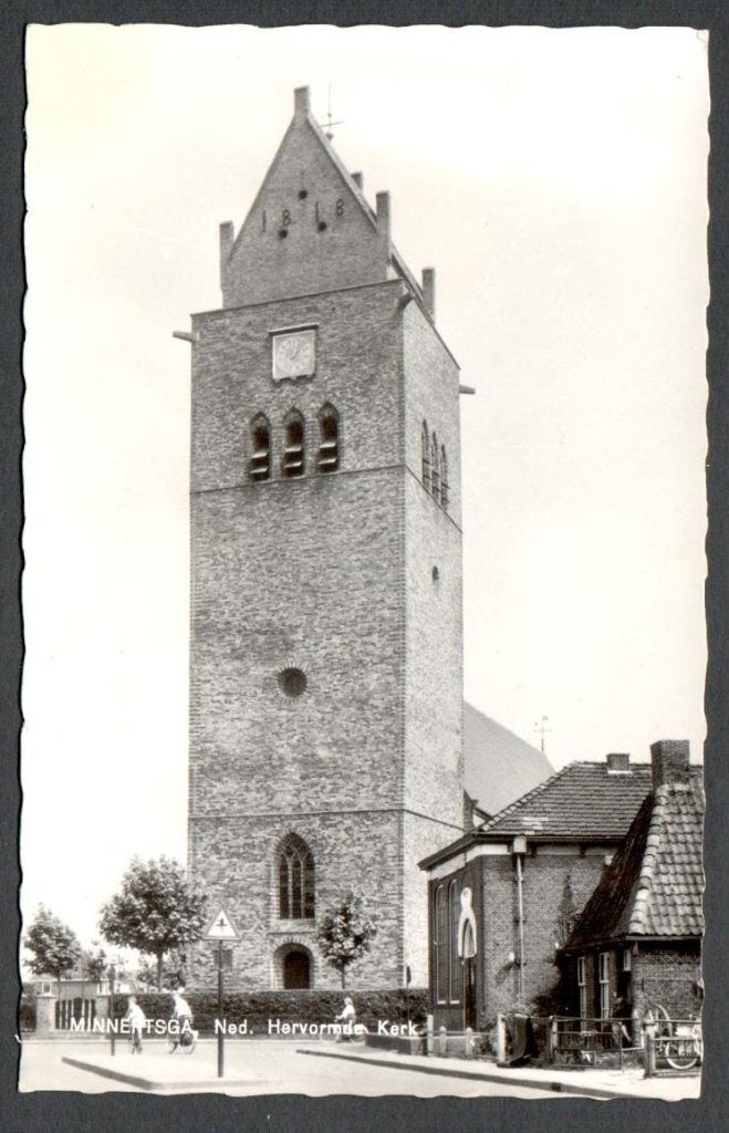 Oude Ansicht - MINNERTSGA - Ned. Hervormde Kerk - Frl., Ophalen of Verzenden, 1940 tot 1960, Ongelopen, Friesland