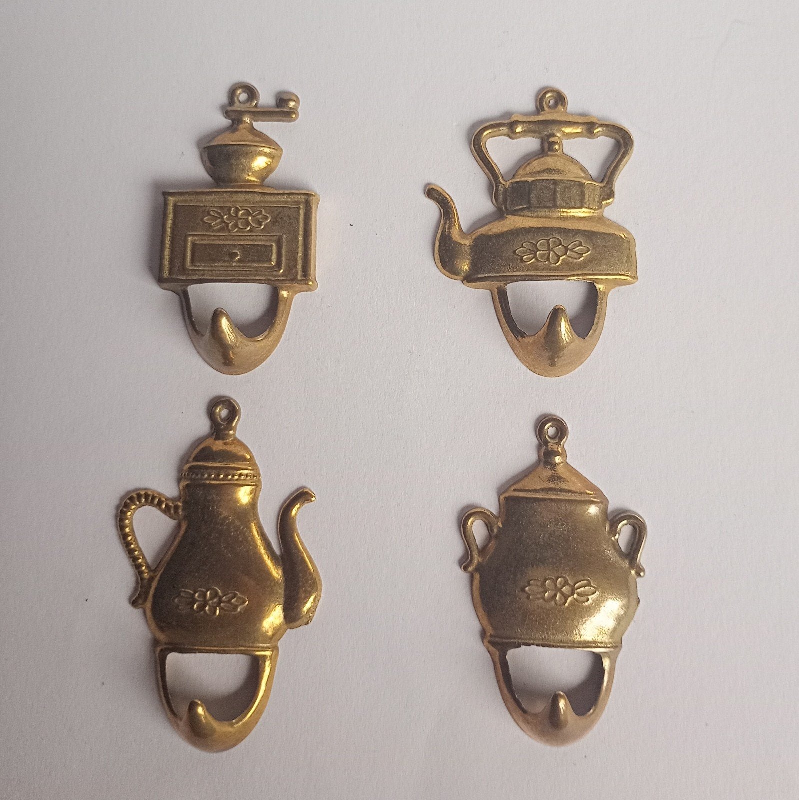 set van 4 vintage messing haken in orginele verpakking, Antiek en Kunst, Ophalen of Verzenden
