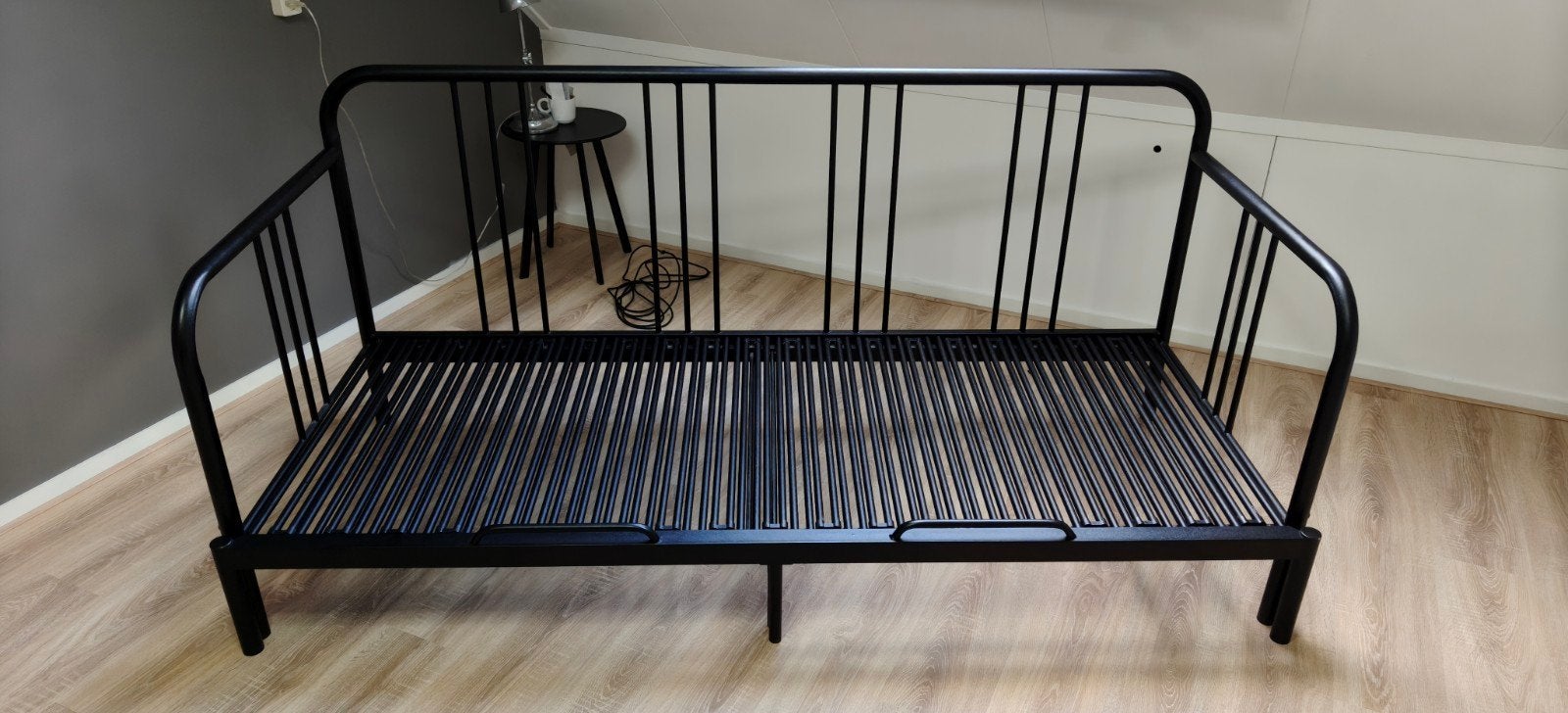 IKEA Fyresdal bedbank 80x200 - Zwart metalen frame, Ophalen, Eenpersoons, Zwart, 80 cm
