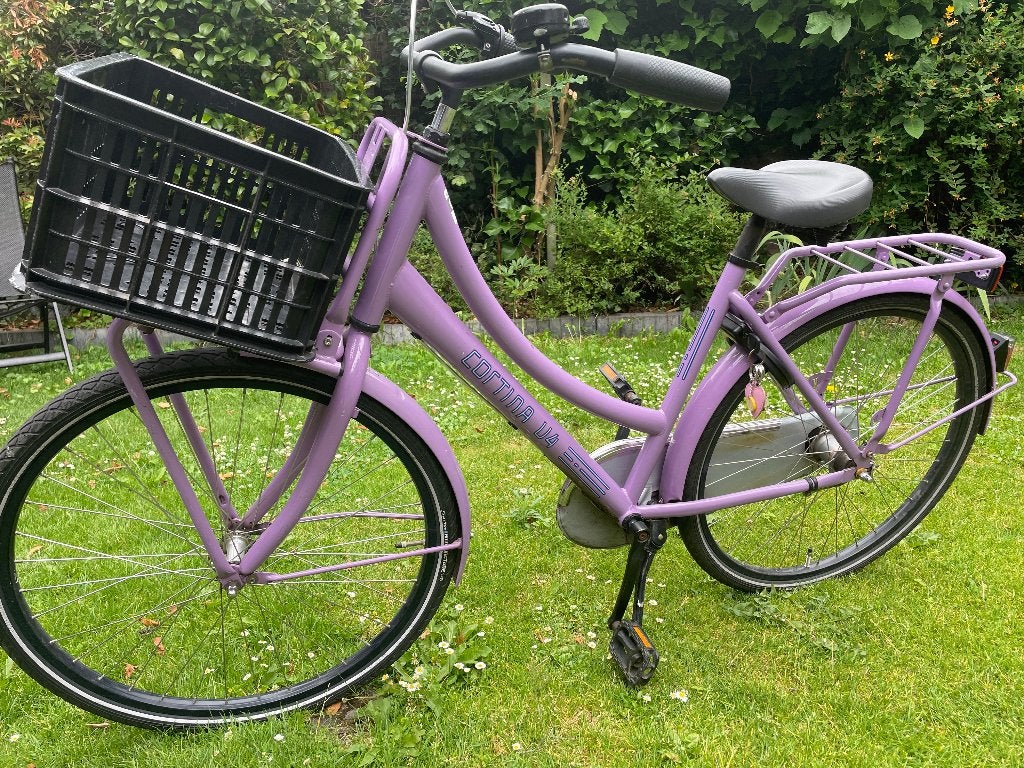 Cortina U4 47cm 26inch 3 versnellingen roze/paars, transport, 26 inch of meer, Terugtraprem, Gebruikt, Cortina U4 transportfiets