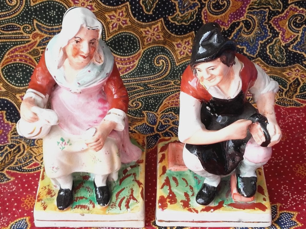Mane en vrouw mooi antiek stel Engelse beeldjes 16,5 cm., Ophalen of Verzenden