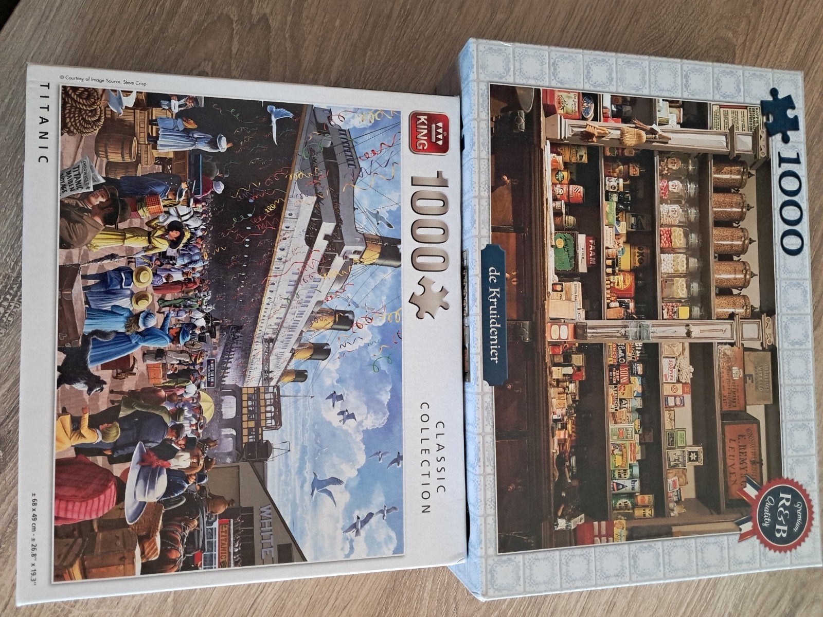 Puzzel titanic en kruidenier, Hobby en Vrije tijd, Denksport en Puzzels, Ophalen of Verzenden, 500 t/m 1500 stukjes, Zo goed als nieuw