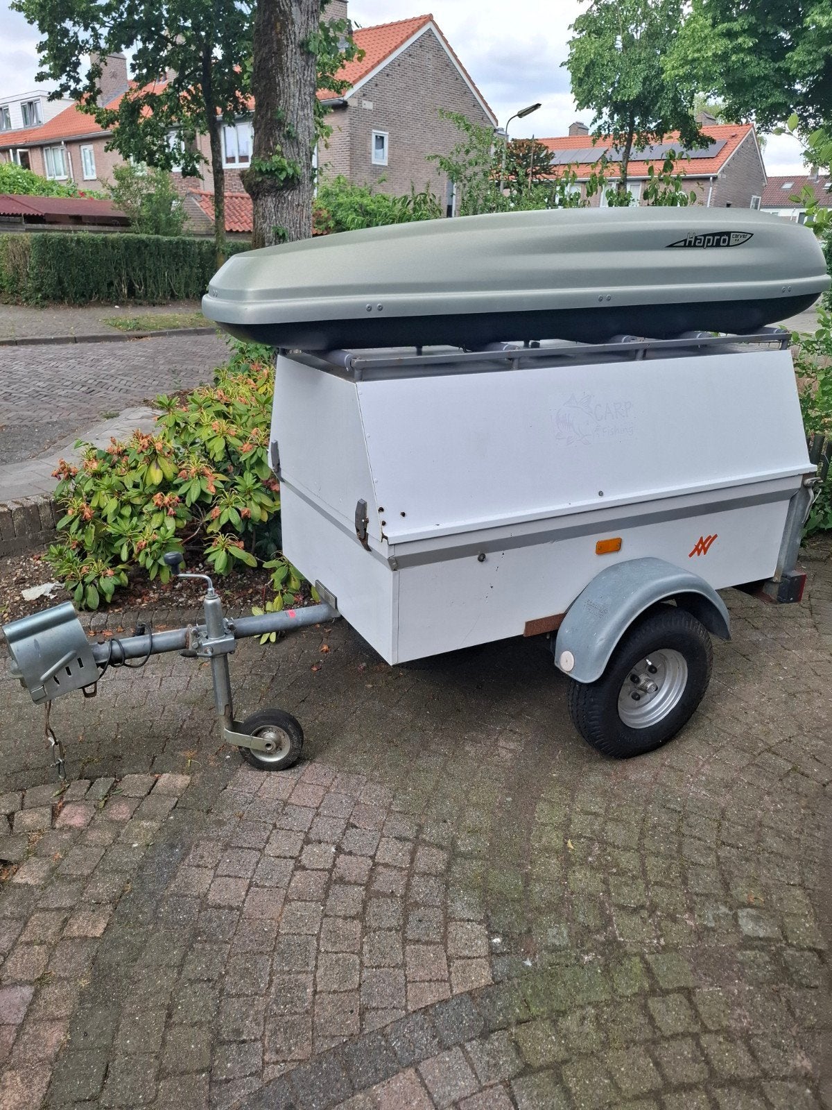 Bagagewagen met hapro dakkoffer., Ophalen of Verzenden, Gebruikt, Overige typen