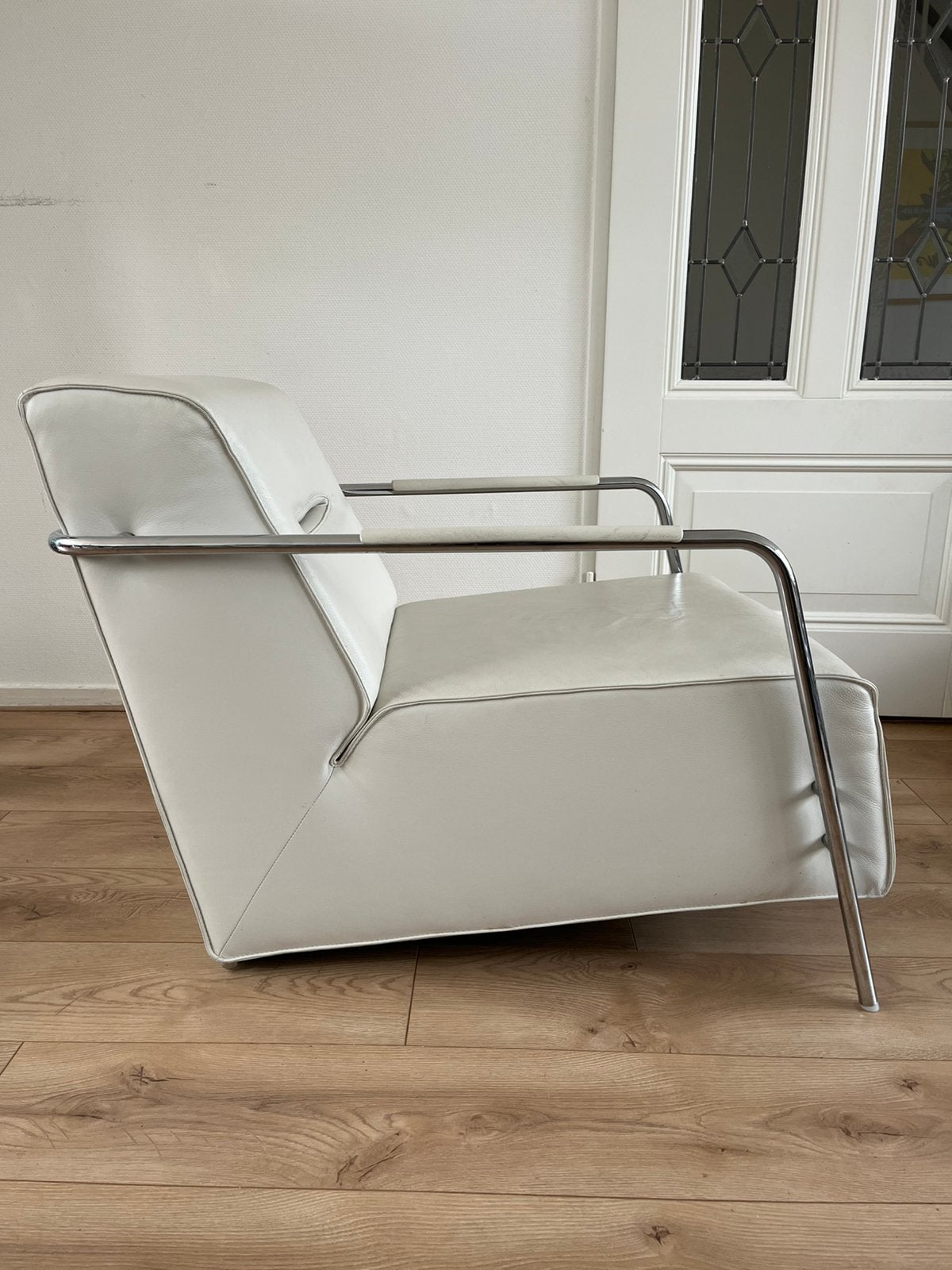 Topform Design Fauteuil Ecru leer IGST., Gebruikt, Design, 75 tot 100 cm, Ophalen of Verzenden