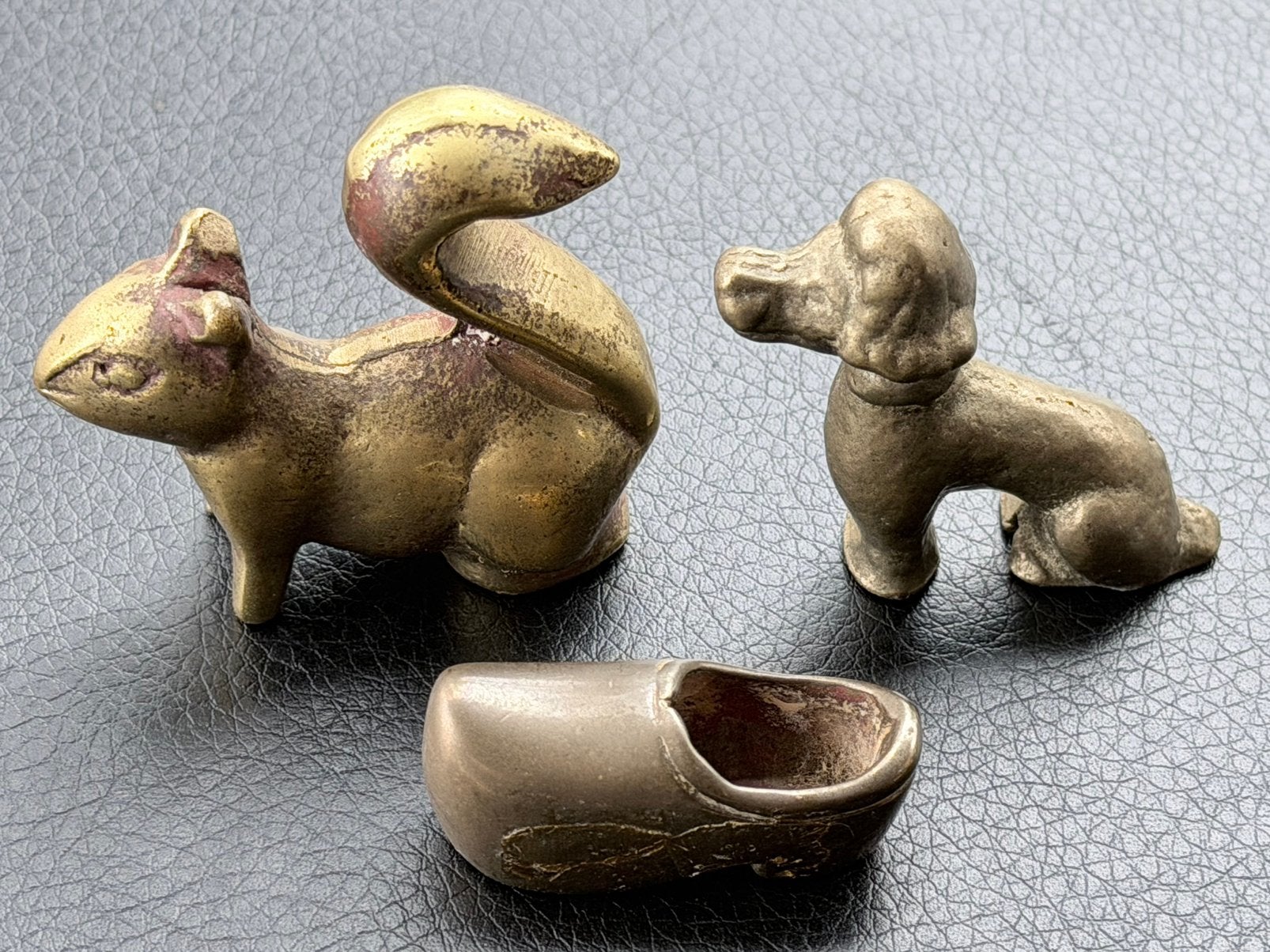 6 vintage metalen miniatuurbeeldjesdieren ,Hollands klompje, Ophalen of Verzenden