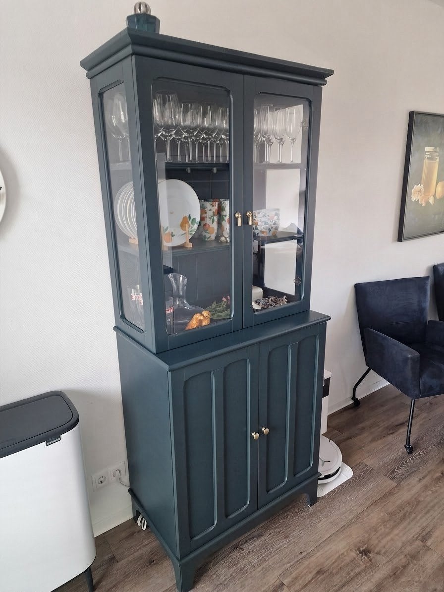 IKEA LOMMARP buffetkast vitrinekast  Donker groen blauw, Ophalen, Overige materialen, Met deur(en), 100 tot 150 cm