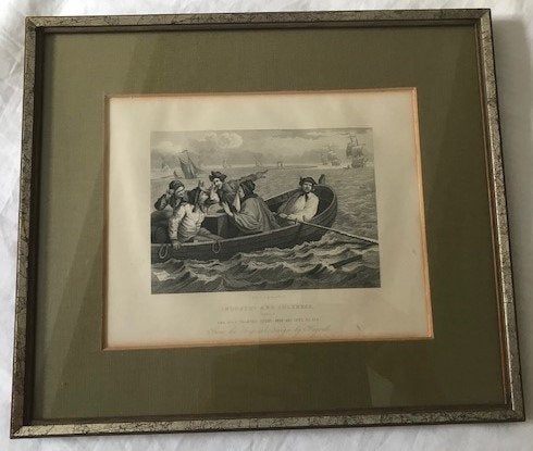 Schilderij met boot tafereel Original Stahlstich, Antiek en Kunst, Ophalen