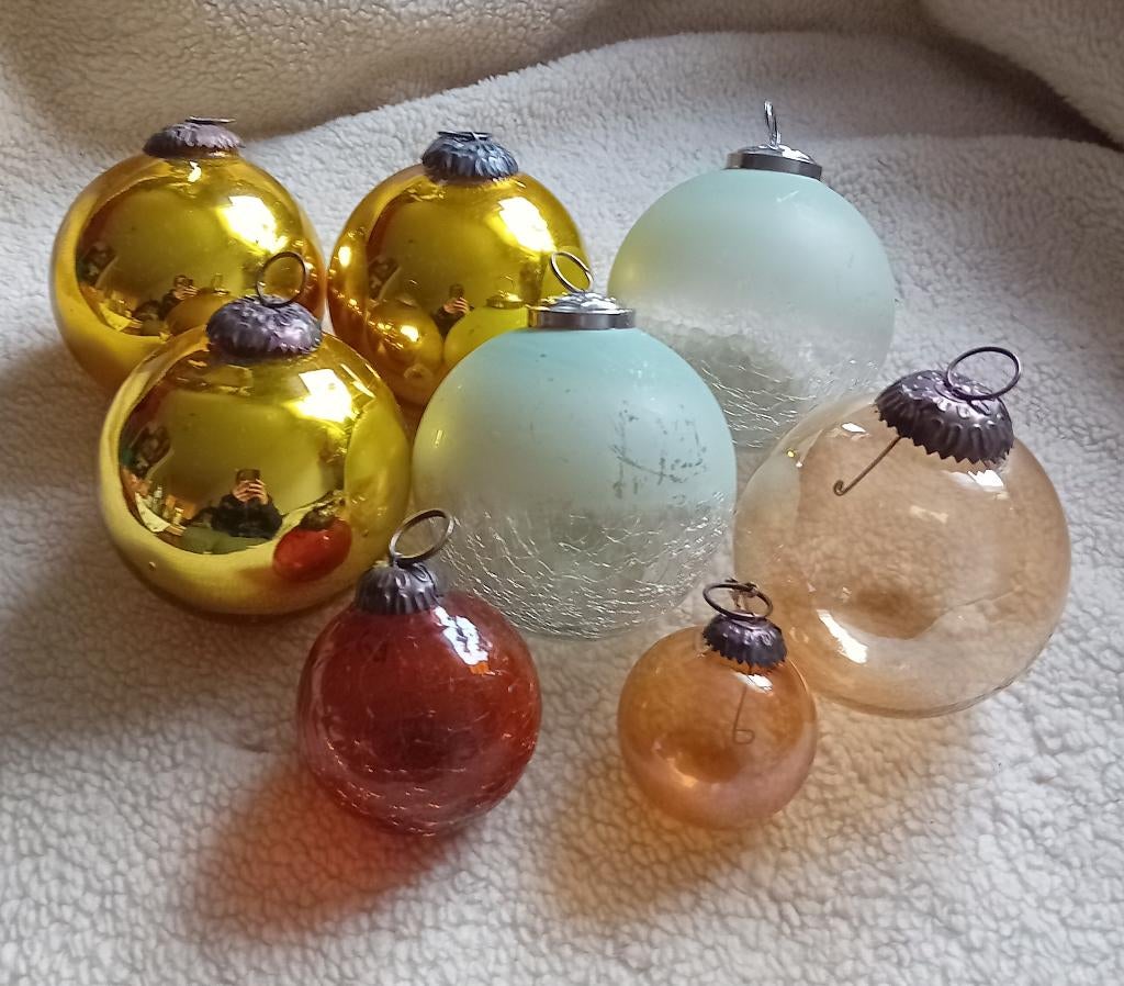 8 glazen kerstballen, Diversen, Kerst, Ophalen of Verzenden