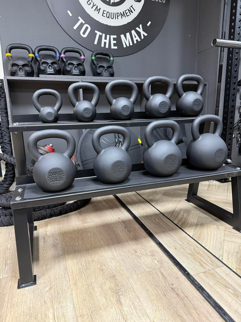 Zwarte gietijzeren/cast Iron black kettlebells tot 40 kilo!, Sport en Fitness, Fitnessmaterialen, ., Nieuw, Ophalen of Verzenden