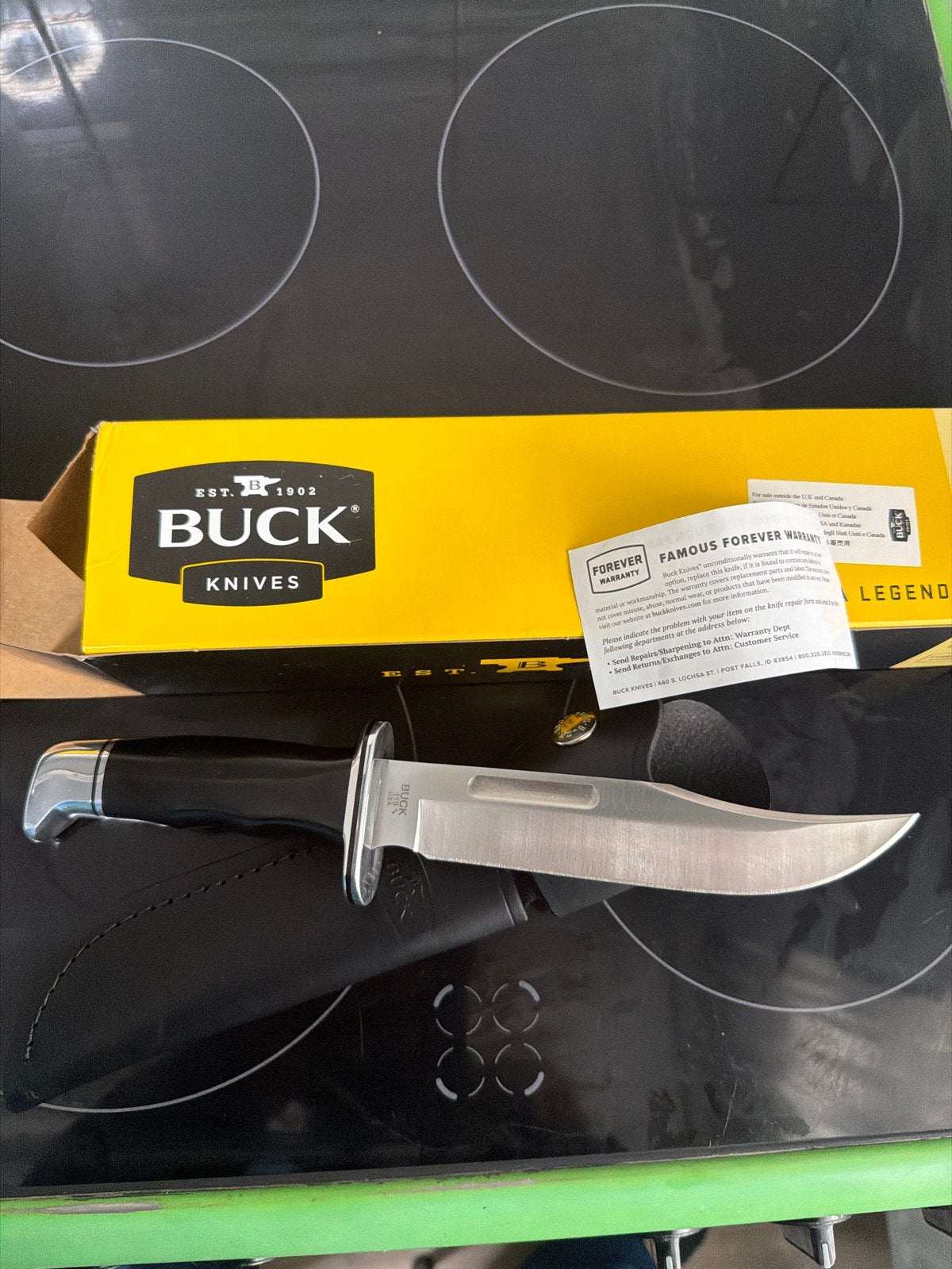 Buck 119 Special jachtmes met lederen schede, Ophalen of Verzenden, Zo goed als nieuw