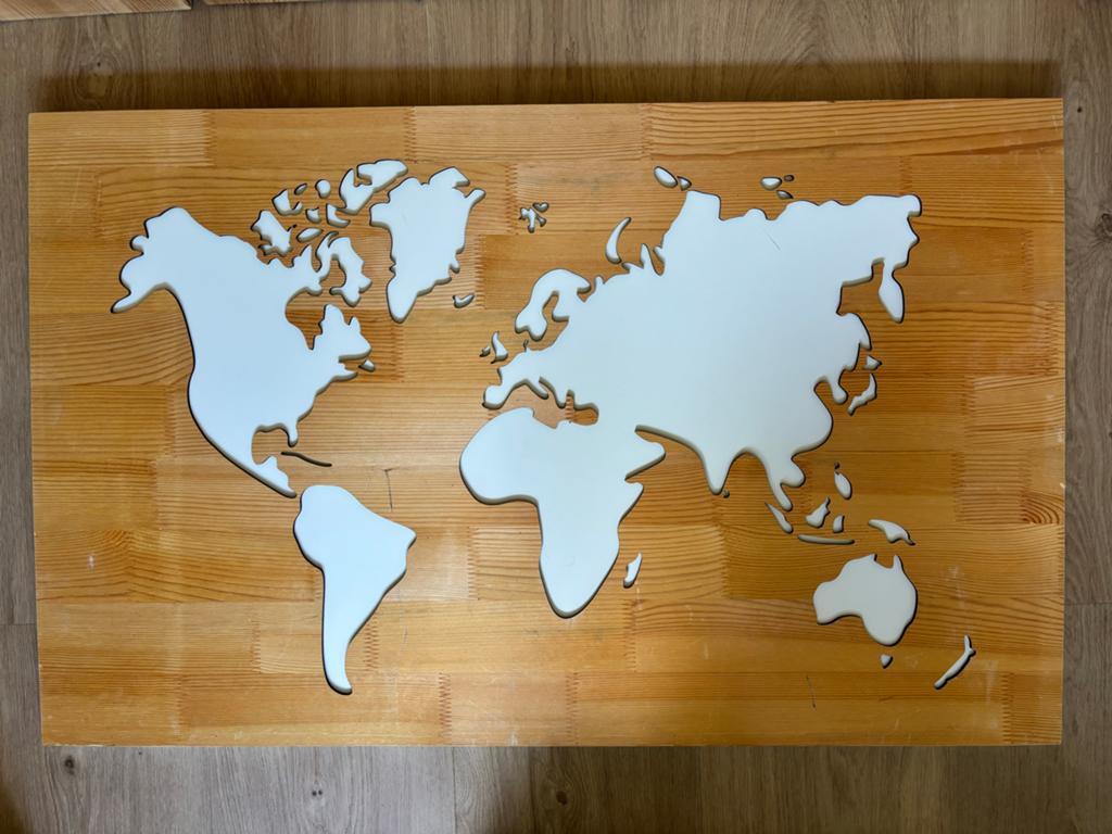 Houten Wereldkaart Wanddecoratie, Ophalen, Gebruikt, Hout, Wit