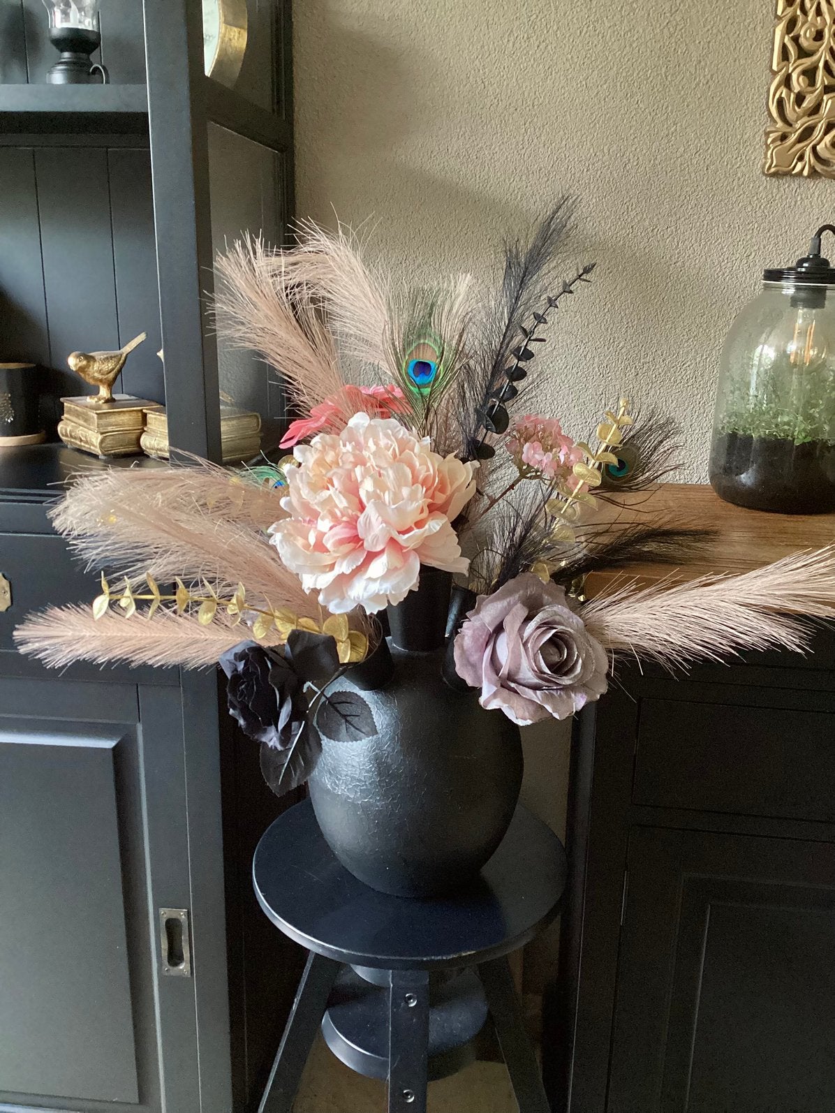 Prachtige Toetervaas met Zijden bloemen Zijde, Huis en Inrichting, Woonaccessoires | Kunstplanten en Kunstbloemen, Ophalen of Verzenden