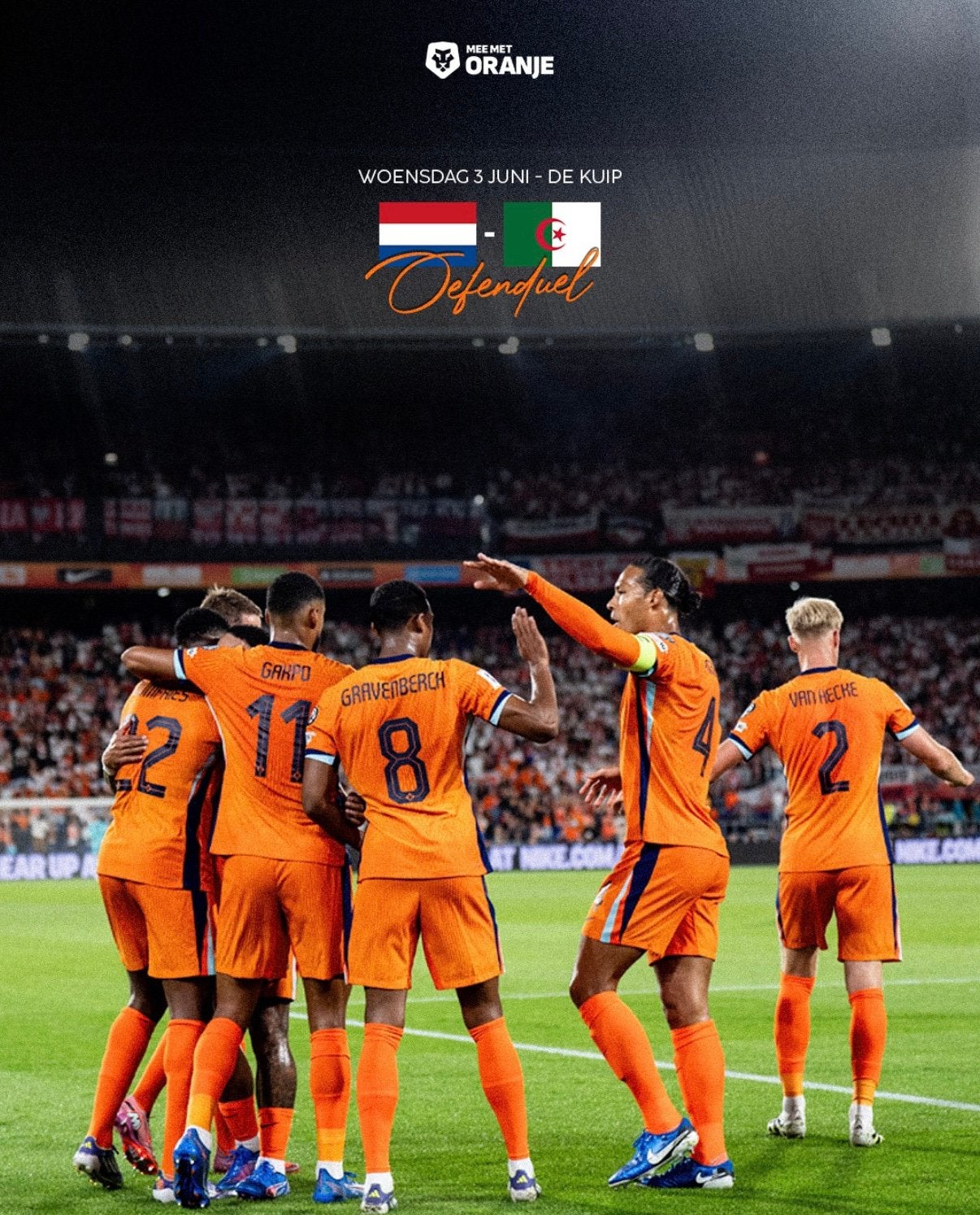 2 kaartjes Nederland - Algerije 3 juni De Kuip Vak P, Losse kaart, Twee personen, Juni, Nederlands elftal