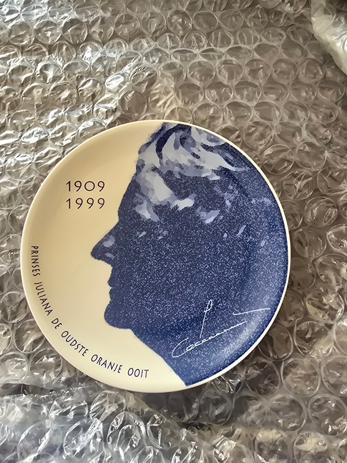 Delfts Blauw Herdenkingsbord Prinses Juliana 1909-1999, Ophalen of Verzenden
