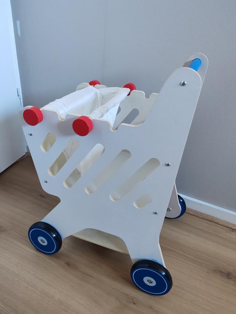 Houten winkelwagentje, Ophalen, Zo goed als nieuw, Jongen of Meisje