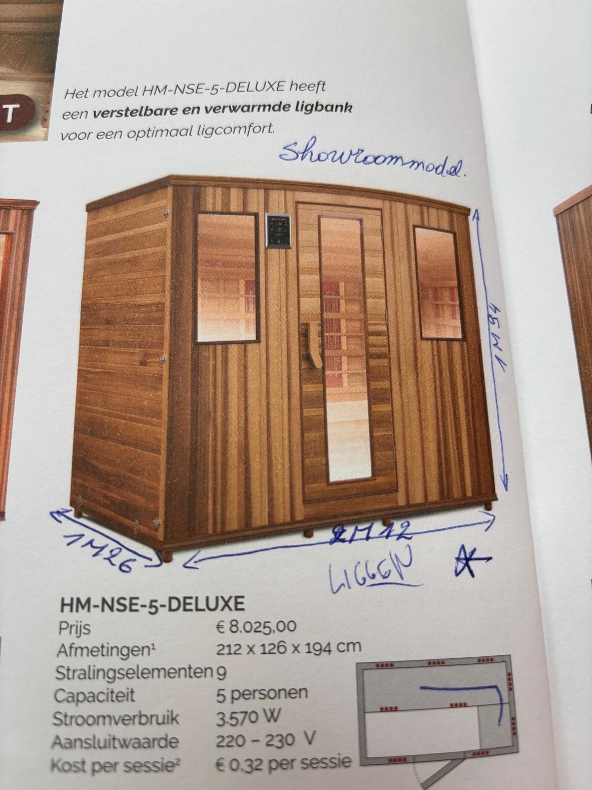Infrarood sauna HM-NSE-5-DELUXE - Showroommodel, Ophalen, Zo goed als nieuw, Infrarood, Complete sauna