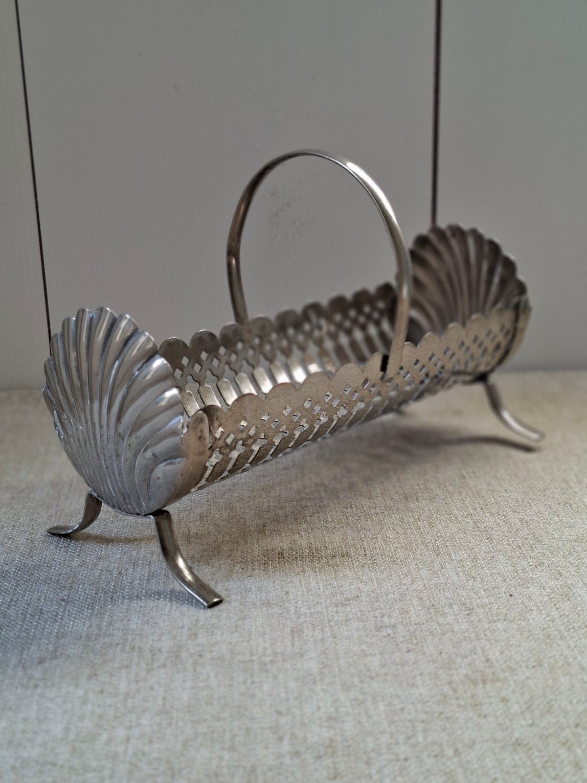 Vintage Zilverkleurige Servethouder met Schelpdesign, Ophalen of Verzenden, Zilver