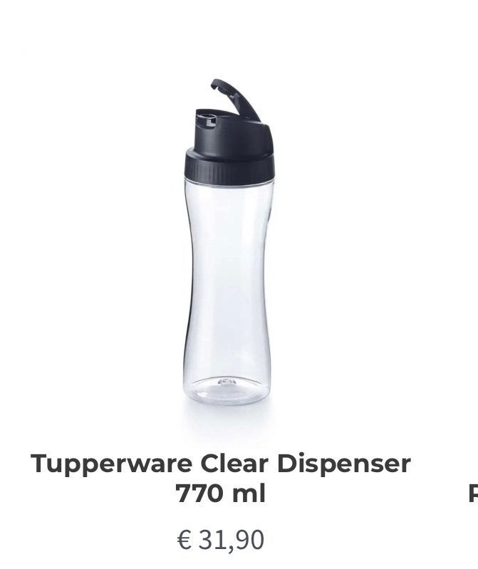 Tupperware Clear Dispenser 770 ml - Splinternieuw, Ophalen of Verzenden, Nieuw, Beker of Kan
