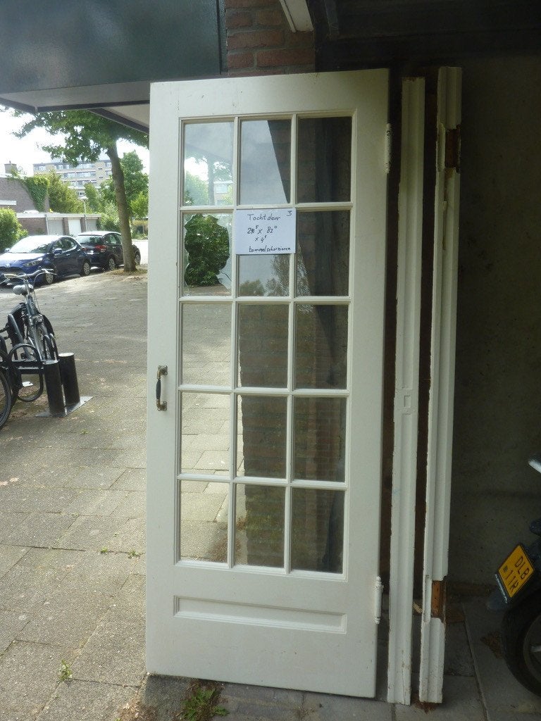 Paneeldeur met glas Tochtdeur, Ophalen, Gebruikt, 80 tot 100 cm, Binnendeur