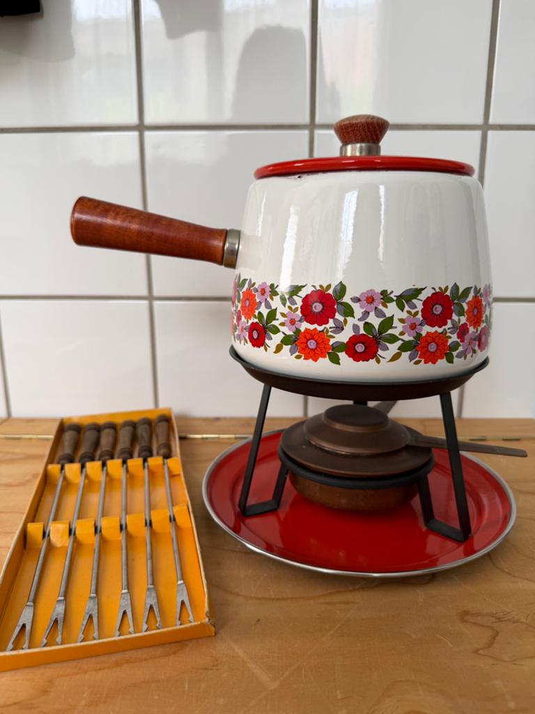 Vintage fondue set, Ophalen, Gebruikt, Brander, Fonduepan