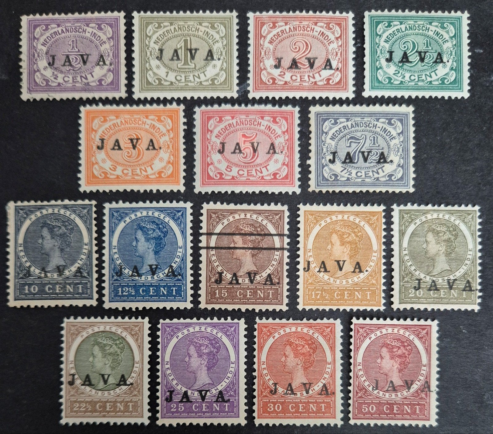 NVPH 63-78 Zegels der uitgiften 1902 Opdruk JAVA, Ophalen of Verzenden, Postfris, Nederlands-Indië