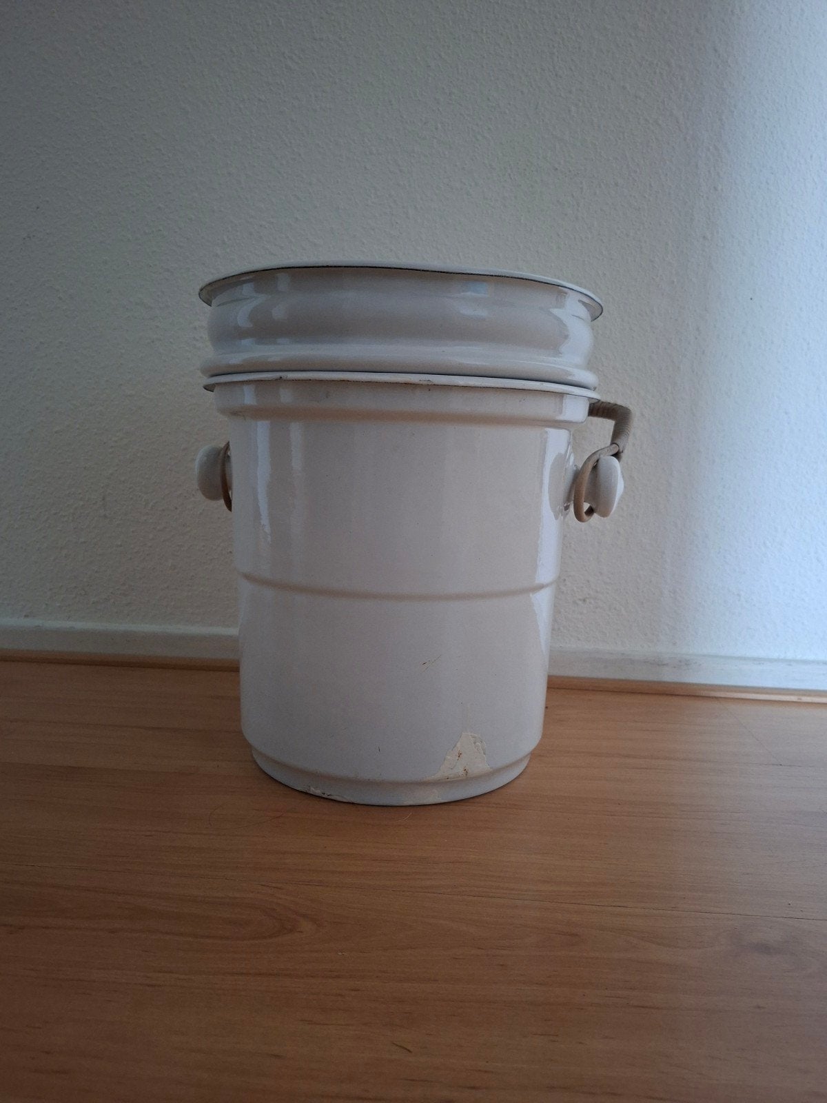 Vintage emaille emmer met deksel, Antiek en Kunst, Ophalen