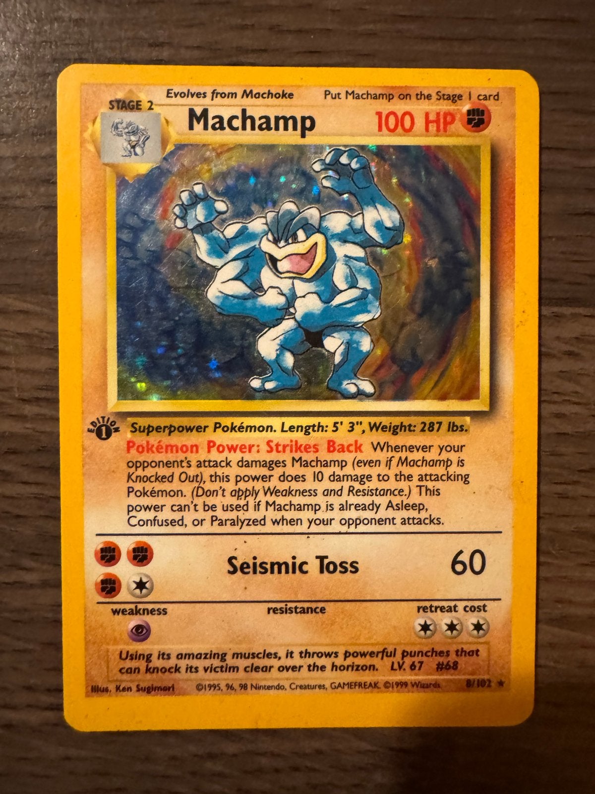 Machamp 8/102 Holo Rare - Base Set Pokemon Kaart, Ophalen of Verzenden, Losse kaart, Foil