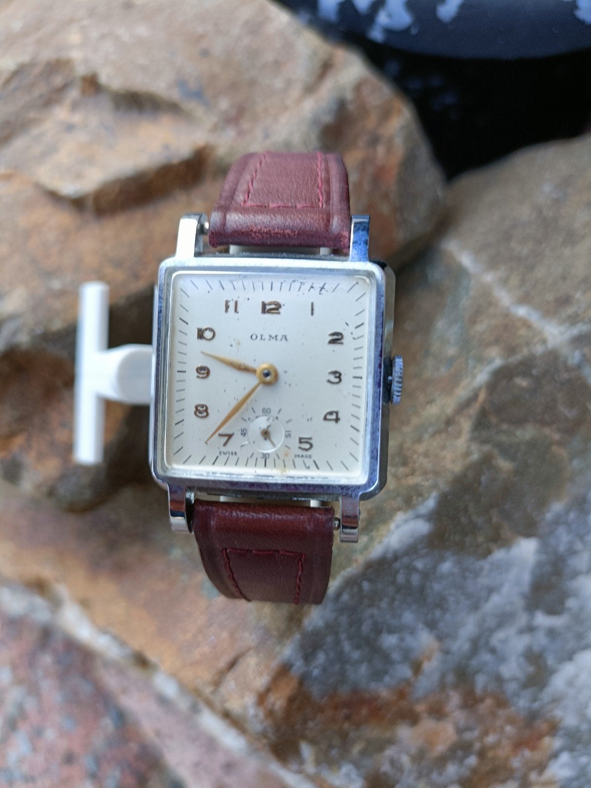 Vintage Heren Horloge Olma Horloge Art Deco Zie Fotos, Overige merken, Staal, Met bandje, Polshorloge