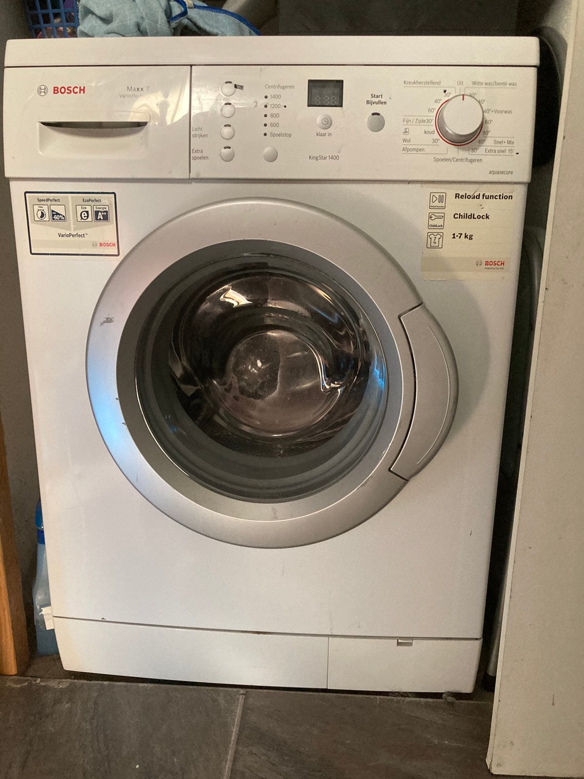Bosch vario maxx 7 vario perfect evt voor onderdelen, Witgoed en Apparatuur, Wasmachines, Ophalen, Gebruikt, Voorlader, 85 tot 90 cm