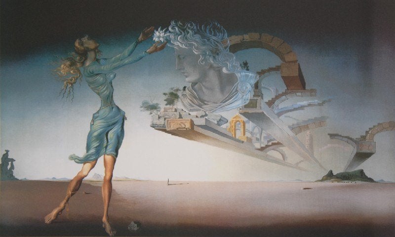 Salvador Dali (1904) Kleur Lithografie " Mirage " Ges Gen, Gesigneerd in de plaat, Overige onderwerpen, Ophalen of Verzenden, Lithografie