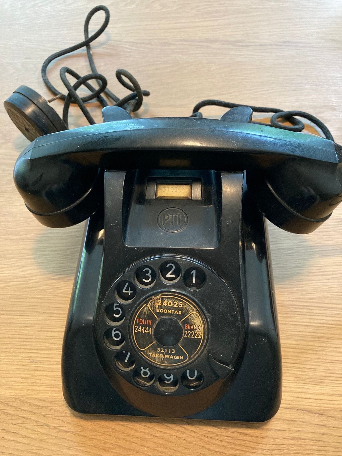 Vintage PTT Telefoon met Draaischijf - Bakeliet, Telecommunicatie, Vaste telefoons | Niet Draadloos, Ophalen of Verzenden, Gebruikt