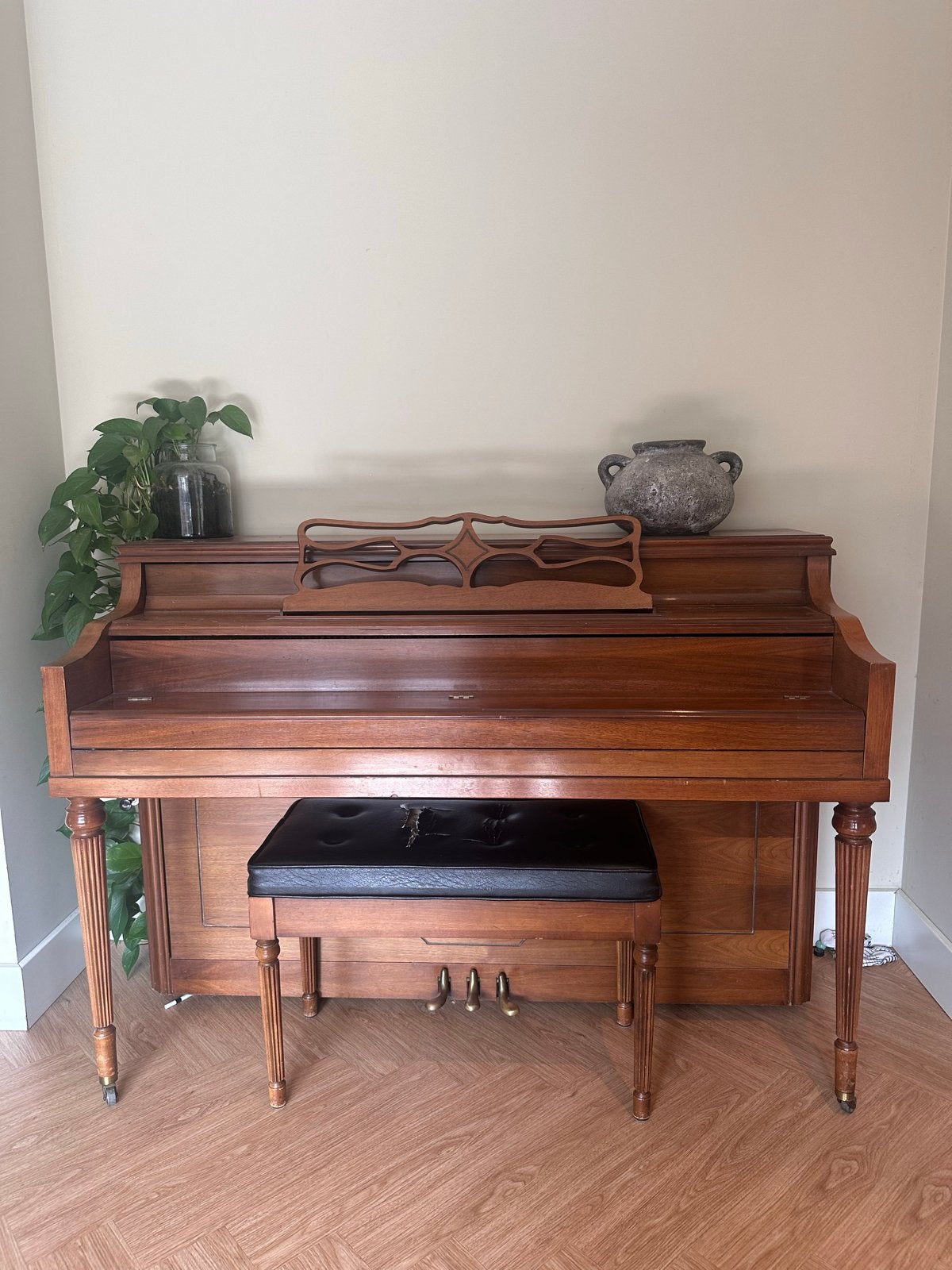 Klassieke Cable Piano met kruk - Gebruikt, Muziek en Instrumenten, Ophalen, Gebruikt, Bruin, Piano