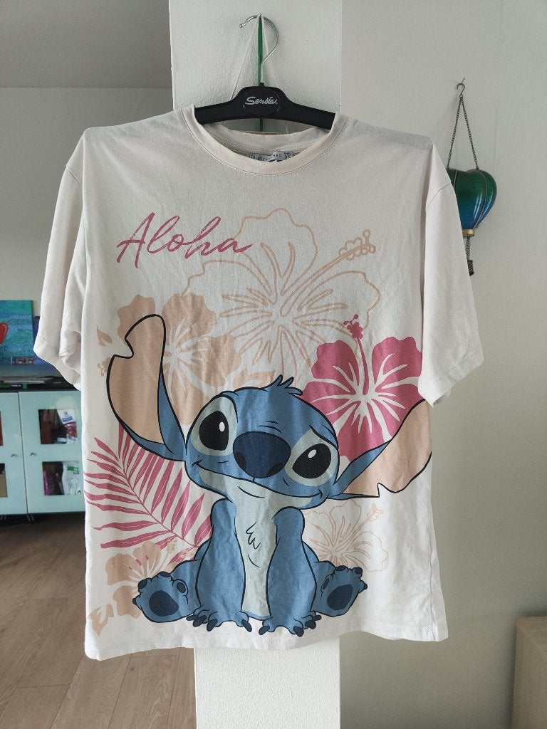 Disney Stitch T-shirt wit – Aloha print – maat XS, Kleding | Dames, Disney, Wit, Ophalen of Verzenden, Zo goed als nieuw