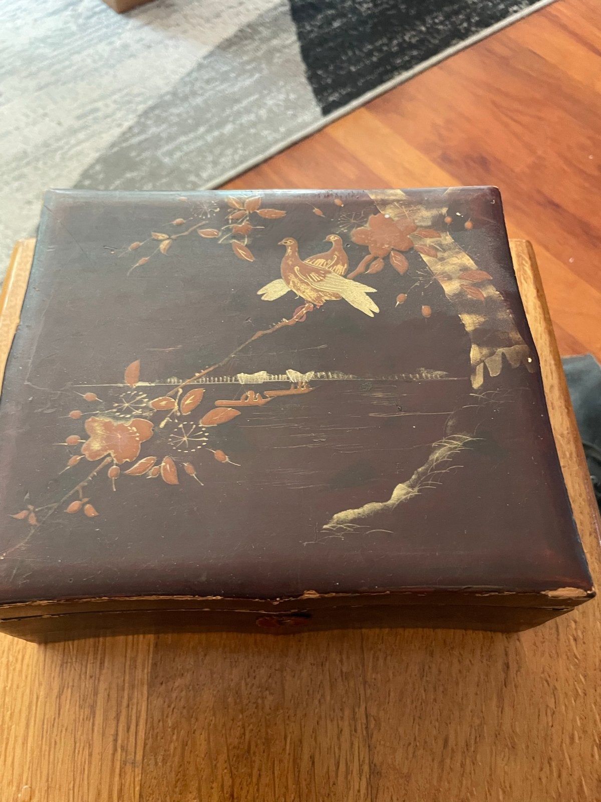 Antieke Chinese Lakdoos met Vogelmotief, Antiek en Kunst, Ophalen of Verzenden