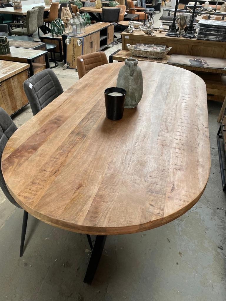Magazijn Leegverkoop Eettafel deens ovaal mangohout matrix, Hout, Nieuw, Ophalen of Verzenden, Info@wkhome.nl