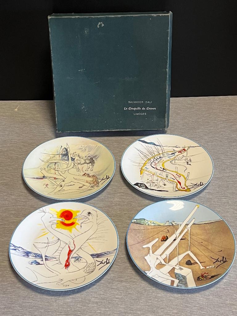 4x Salvador Dali Le Conquete du Cosmos Limoges Sierborden, Antiek en Kunst, Ophalen of Verzenden