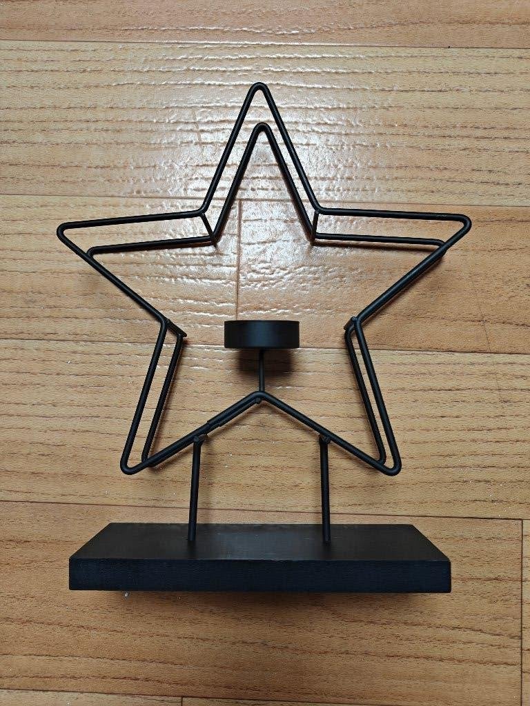 Kaarshouder Ster, Overige materialen, Gebruikt, 25 tot 50 cm, Zwart