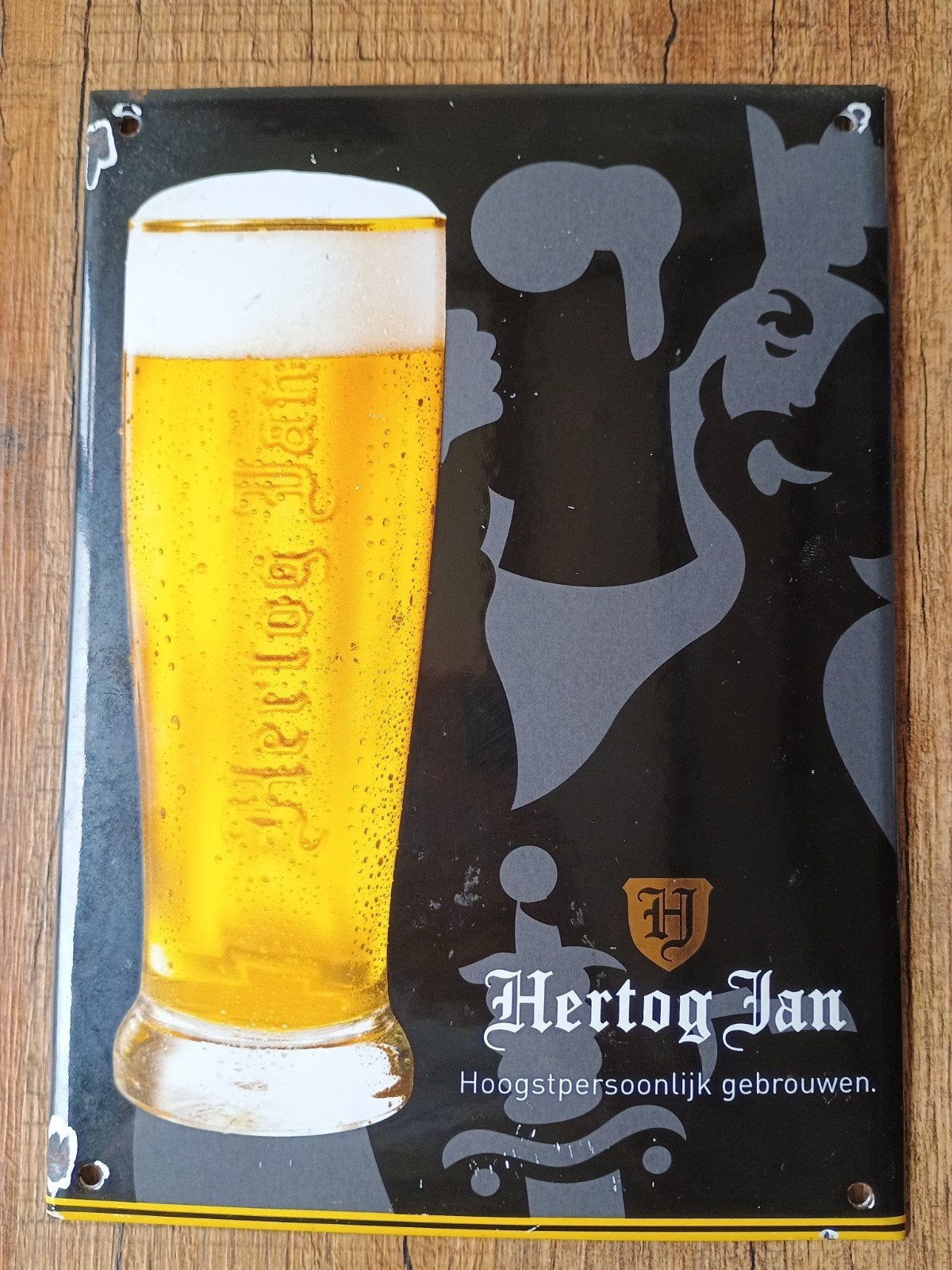 Emaille reclame bord - Hertog Jan Bier, Ophalen of Verzenden, Reclamebord, Plaat of Schild, Hertog Jan