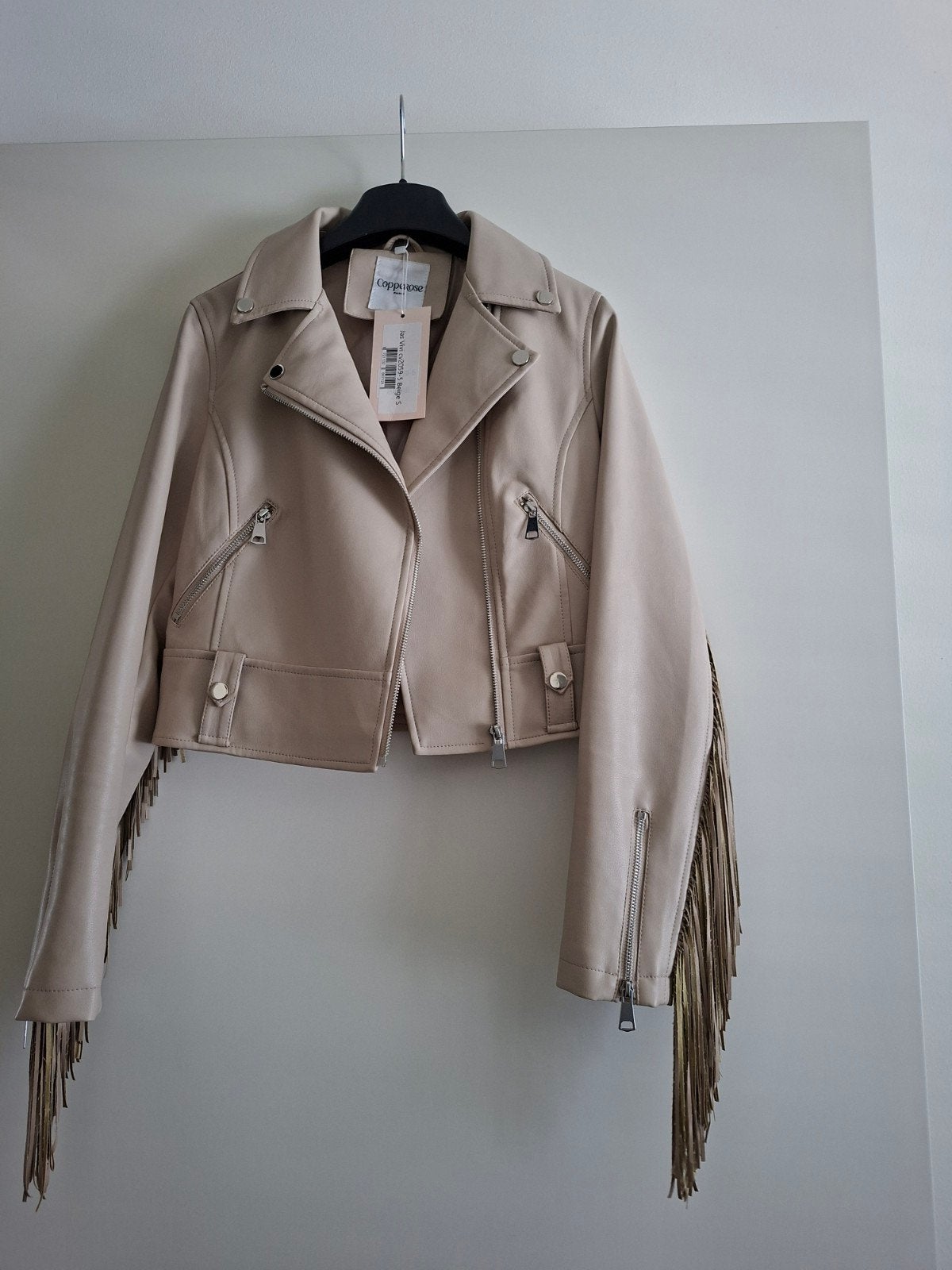 beige leren jasje, Beige, Ophalen of Verzenden, Maat 36 (S), Nieuw