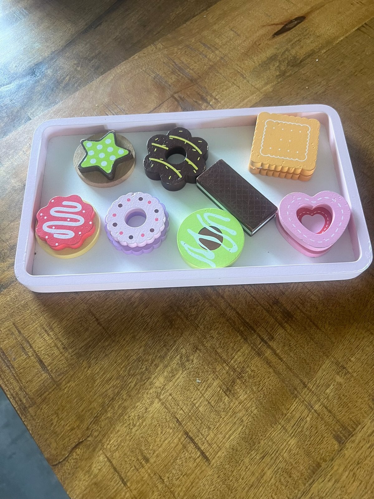 Hout dienblad met koekjes, Ophalen, Zo goed als nieuw