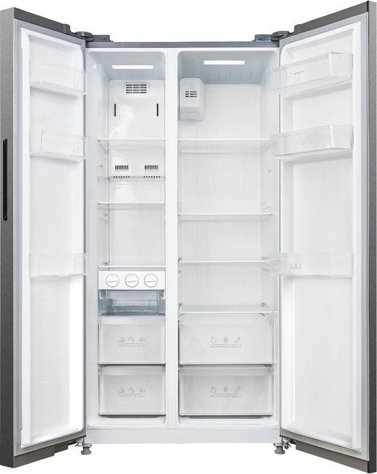 Inventum Amerikaanse koelkast SKV0178R - RVS, 200 liter of meer, Inventum Huishoudelijke Apparaten B.V., 60 cm of meer, Met aparte vriezer
