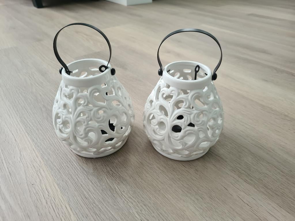 Windlichten keramiek, Huis en Inrichting, Woonaccessoires | Kandelaars en Kaarsen, Zo goed als nieuw, Kandelaar, Overige materialen